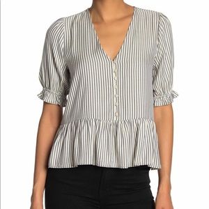 Madewell striped ruffle Top